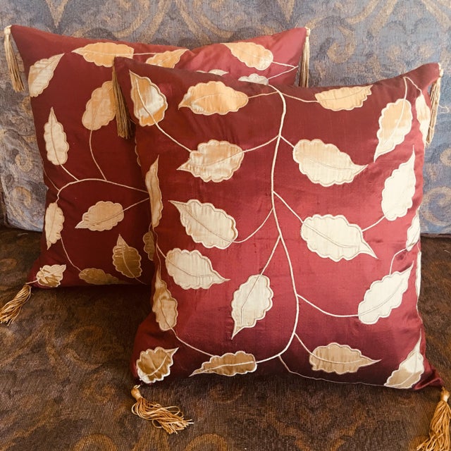 Autumn Silk Accent Pillows A Pair Chairish