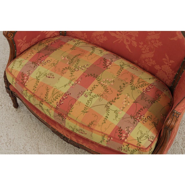 Vintage French Provincial Upholstered Love Seat Settee For Sale - Image 10 of 18