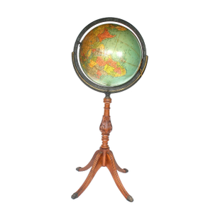 Vintage 1940s World Globe on Duncan Phyffe Style Floor Stand