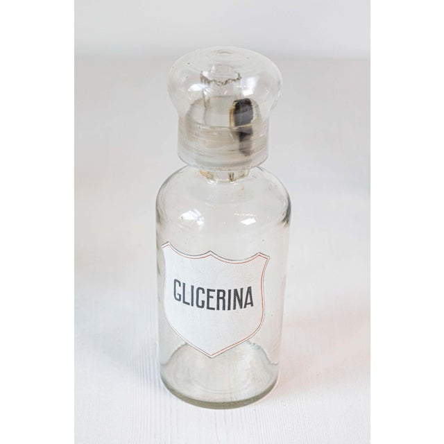 Italian 4 Vintage Italian Glass Pharmacy Jars with Labels, Sold Each For Sale - Image 3 of 8