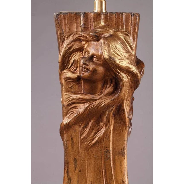 Art Nouveau Mounted Lamps with Nymphs, Set of 2 For Sale - Image 6 of 11