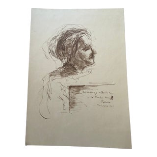 1949 Dimitrie Berea Sketch of Famous Mid- Century of German Classical Pianist Wilhelm Kempff For Sale