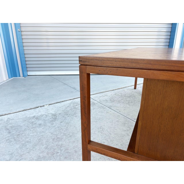 Mid Century Walnut and Burlwood Executive Desk by Hiebert For Sale - Image 16 of 17