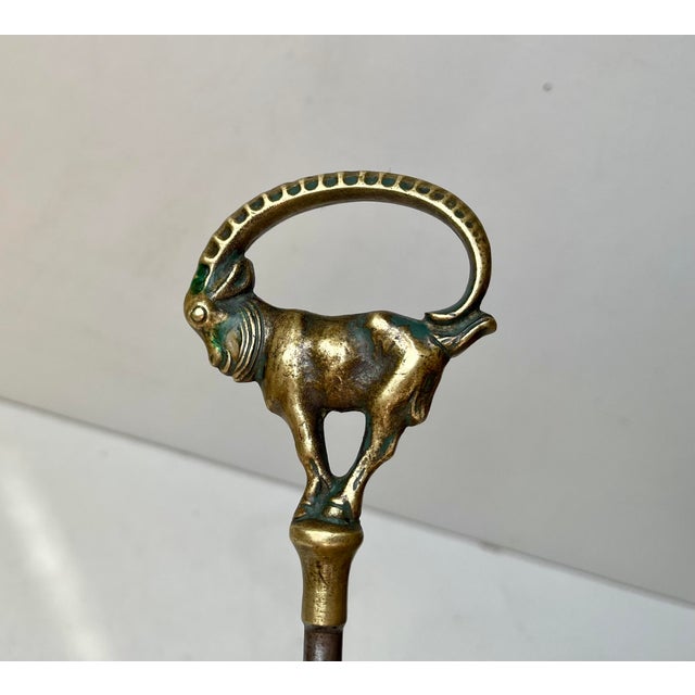 Art Deco Brass Corkscrew with Ibex from Einar Dragsted, 1920s For Sale - Image 3 of 8
