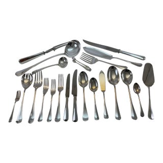 1980s Silver Plate Set of 12 Pair Fish Eaters, Fish Forks & Fish Knives, Rattail - 24 pcs For Sale