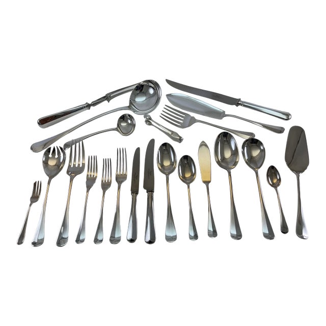 1980s Silver Plate Set of 12 Pair Fish Eaters, Fish Forks & Fish Knives, Rattail - 24 pcs For Sale