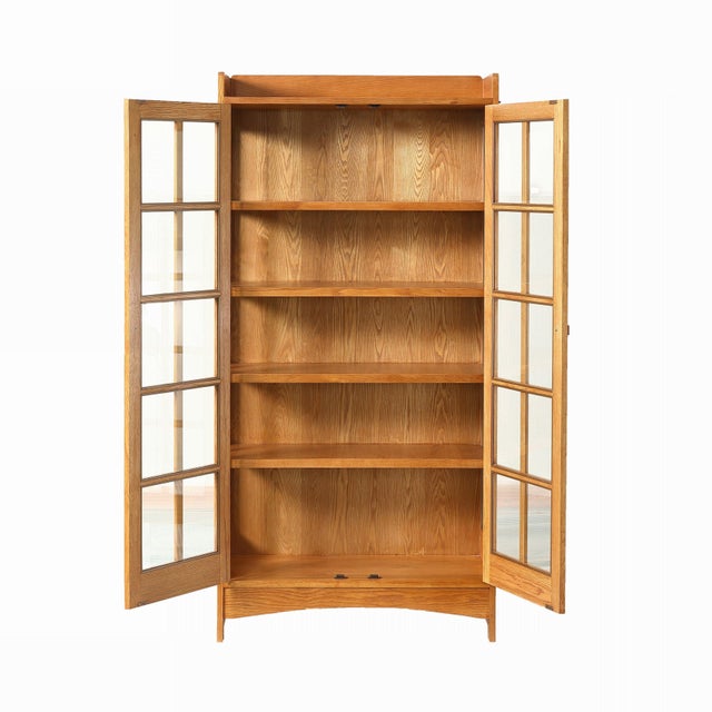 Mission Oak Display China Cabinet / Bookcase - Michael's Cherry - 39"w For Sale - Image 9 of 10