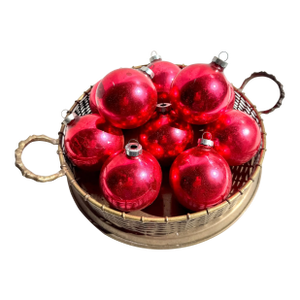Mid 20th Century Modern Pink Mercury Glass Christmas Ornaments- Set of 10