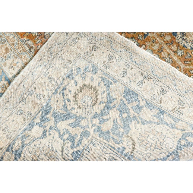 Authentic Persian Tabriz Brown Blue Handmade Wool Carpet For Sale - Image 4 of 7