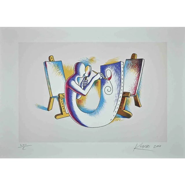 "The Painter's Atelier" is an original print realized by Mark Kostabi in 2000. The artwork is hand-signed and dated....