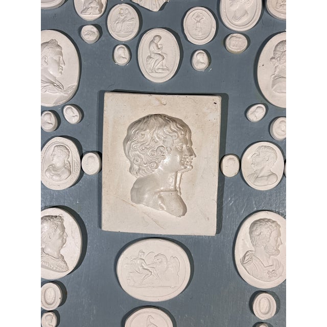 Neoclassical French Blue Leather Ground Giltwood Frame With White Plaster Classical Casts For Sale In Palm Springs - Image 6 of 9