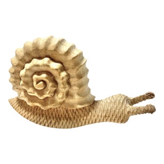 Large Vintage Snail Folk Art Hand Carved For Sale