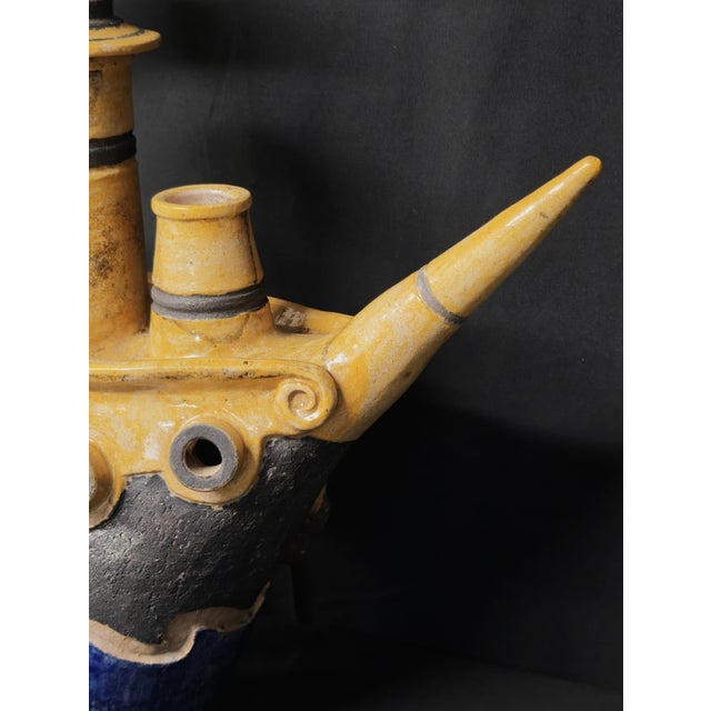 Steamship in Raku Ceramic by Lucio Liguori Raito For Sale - Image 10 of 17