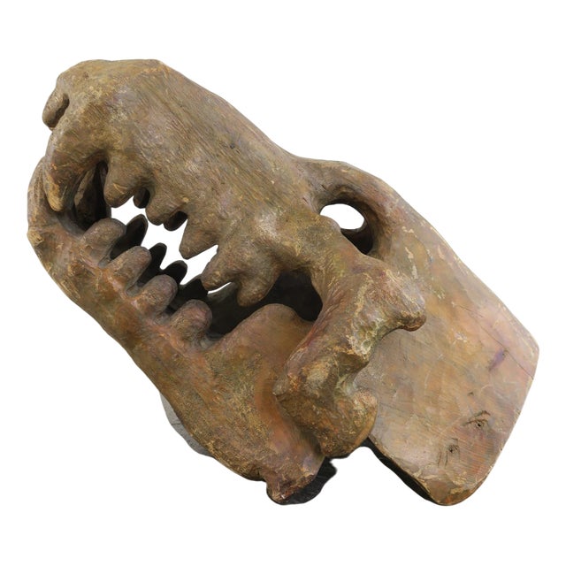 Large Decorative Wooden Dinosaur Head, 1970s For Sale