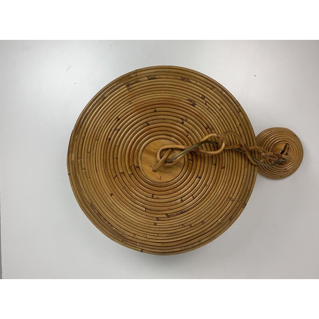 Mid-Century Pencil Reed Rattan Bamboo Pendant Hanging Lamp, Italy, 1970s For Sale - Image 9 of 16
