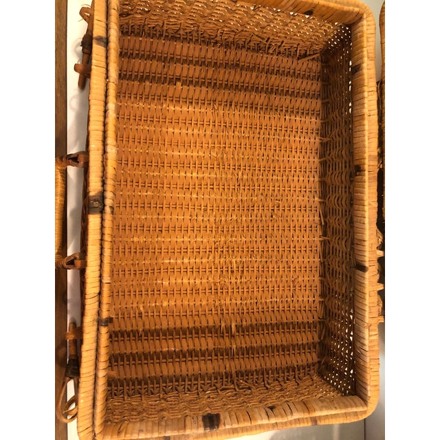 Vintage Wicker Picnic Basket For Sale - Image 9 of 9