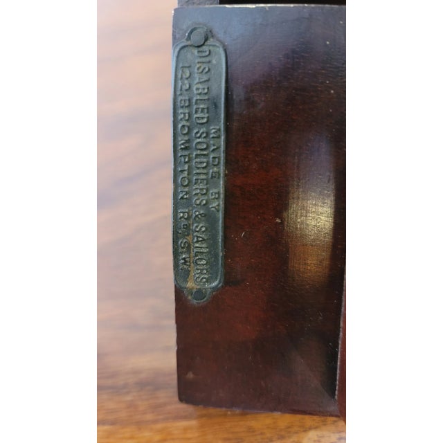Antique 1900s Edwardian Inlaid Book Trough Disabled Soldiers & Sailors Lord Roberts Marked Metal Tag For Sale In San Diego - Image 6 of 8