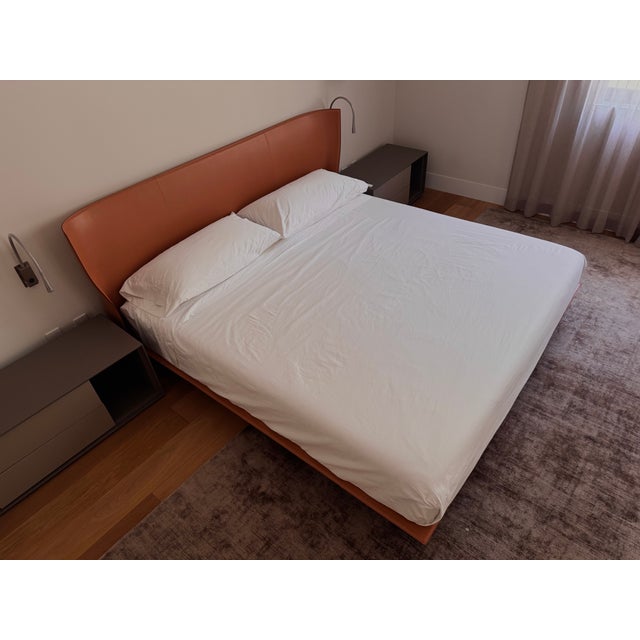 Contemporary B&b Italia Alys King Bed by Buratti Brothers — Thick Leather For Sale - Image 3 of 11