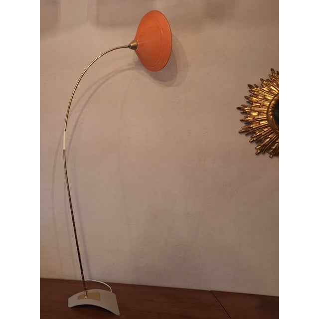 Mid-Century Modern Brass and Perforated Metal Arc Floor Lamp, 1960s For Sale - Image 10 of 12