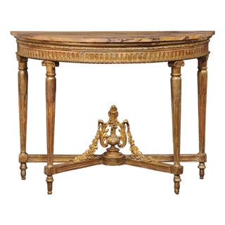 Early 19th Century Neoclassical French Console W/Amber Marble For Sale