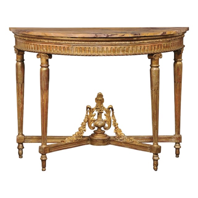 Early 19th Century Neoclassical French Console W/Amber Marble For Sale