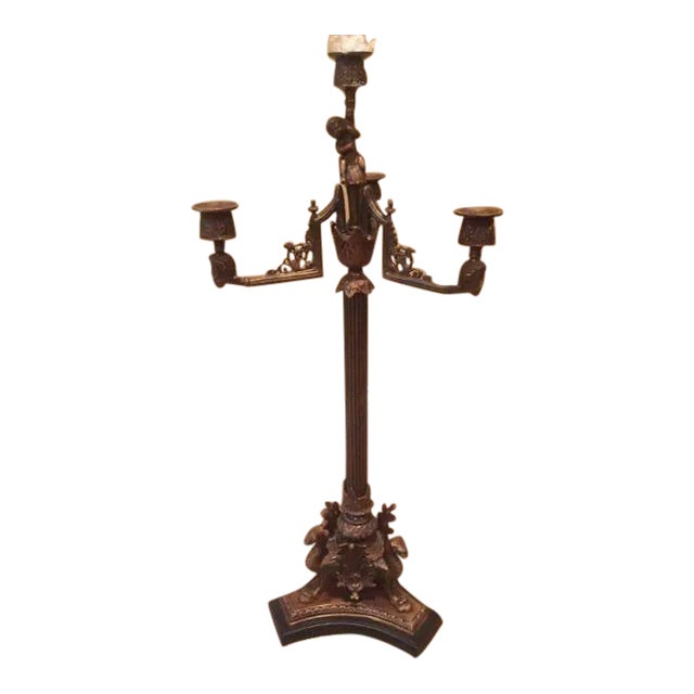 Antique French Marble and Brass Gilt Candelabra For Sale