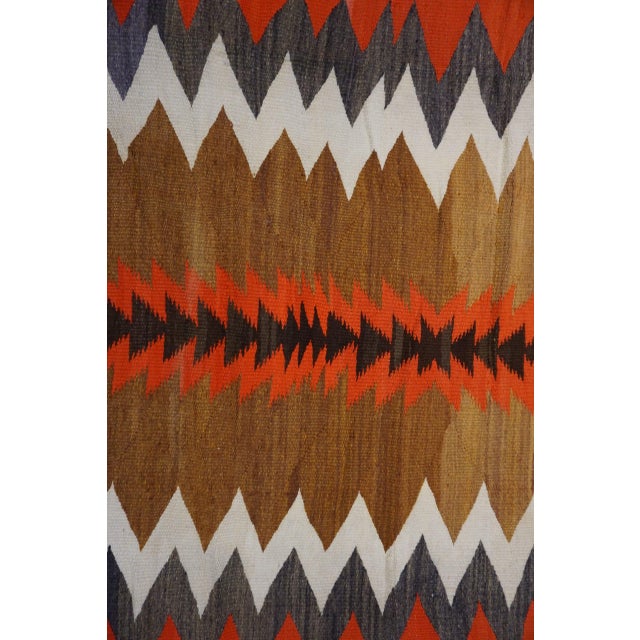 1920s 1920s Multi Tribal Geometric Antique Flatweave Native American Wool Navajo Rug For Sale - Image 5 of 8