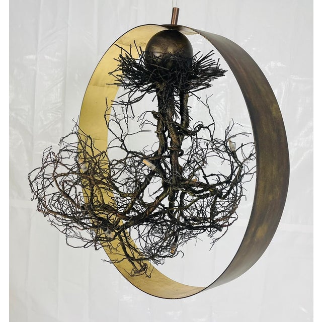 “Roots” Sculptural Pendant Light by F+m Fos, Hand-Twisted Wire, Gold Leaf For Sale - Image 4 of 18