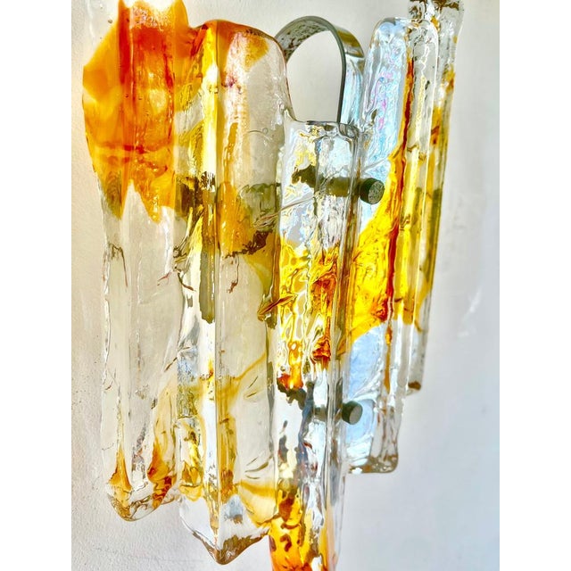 Gold Vintage Glass Wall Lights from JT Kalmar, 1970s, Set of 2 For Sale - Image 8 of 9