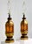 Contemporary Contemporary Moroccan Style Gilt Lanterns With Faux Glass in Amber - a Pair For Sale - Image 3 of 12
