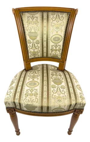 19th Century Louis XVI Directoire Style Walnut Chair With Silk Upholstery