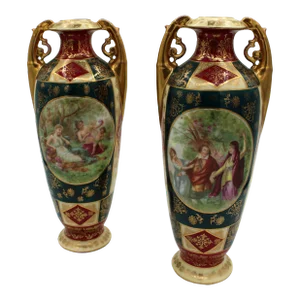 Late 19th Century Faux Royal Vienna Art Nouveau Vases