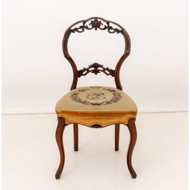 Wood Elizabeth II Needlepoint Upholstered Chairs, 4 For Sale - Image 7 of 13