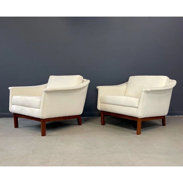 Wood Vintage Folke Ohlsson Pasedena Chairs With Walnut Frame and Textured Velvet Upholstery - a Pair For Sale - Image 7 of 12