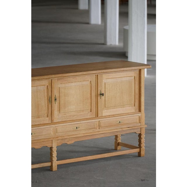 Low Brutalist Sideboard in Oak by Henning Kjærnulf, 1960s For Sale - Image 6 of 18