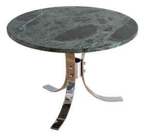 Vintage Coffee Table with Green Marble Top and Chrome Base, 1970s