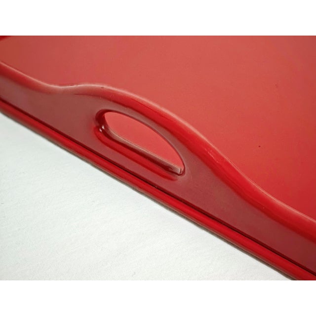 Mid-Century Modern Rectangular Red Lacquered Tray with Brass Corners from Rue Royale, 1960/70 For Sale - Image 13 of 14