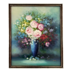 Vintage Boho Floral Botanic Oil on Canvas