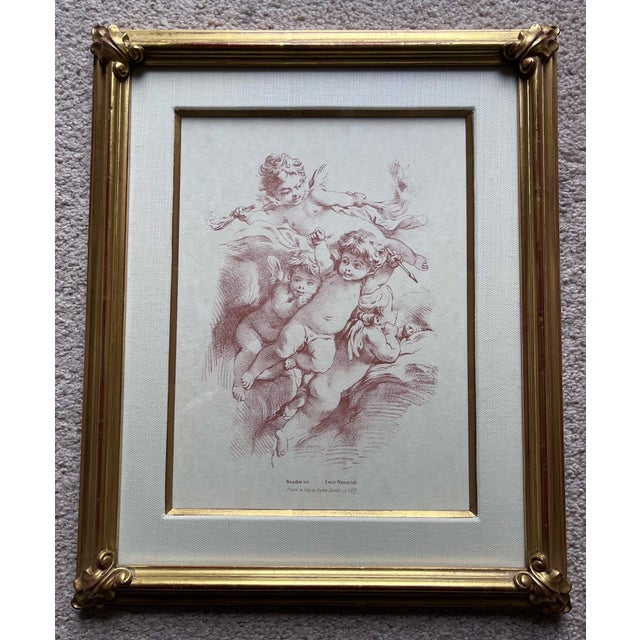 This charming pair of Boucher cherubs or 'putti 'prints are by Grafiche Tassotti, Italy and custom framed with gold leaf...