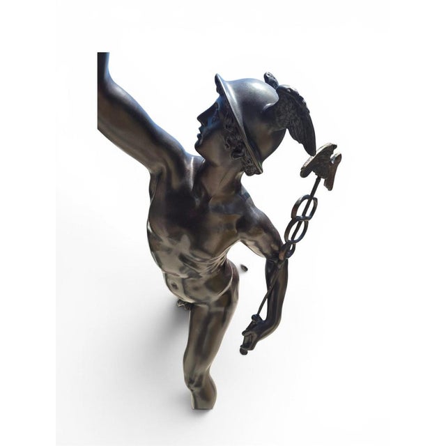 Neapolitan Artist after Giambologna, Large Patinated Figure of Mercury, Bronze For Sale - Image 6 of 11