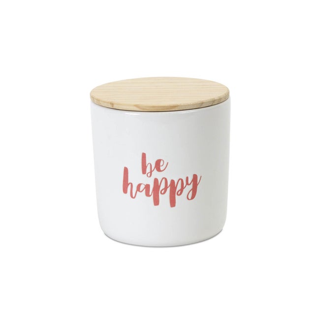 Add a touch of positivity and charm to your home with this set of two Stoneware Happy Sentiment Canisters. Featuring...