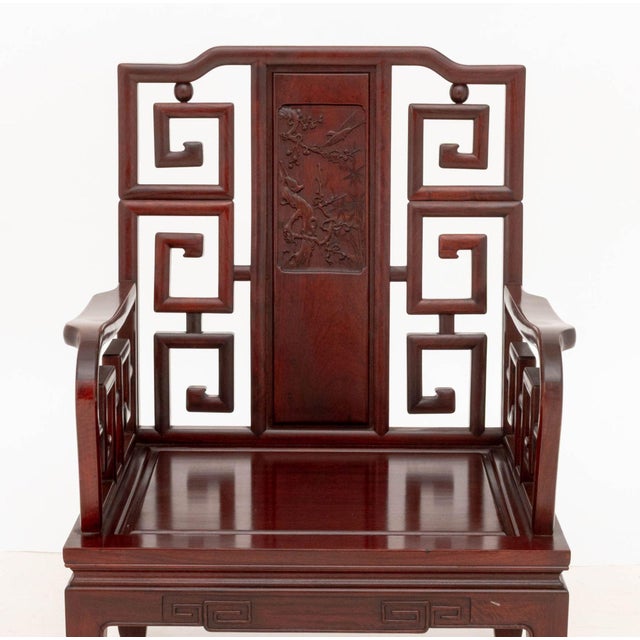Chinese Chinese Carved Rosewood Armchair For Sale - Image 3 of 10