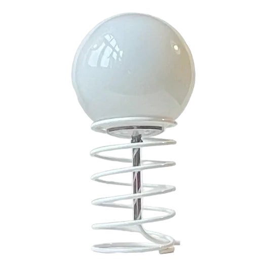 Danish White Minimalist Spring Table Lamp from Bel, 1980s For Sale