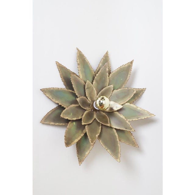Gold Vintage Floral Brass Wall Sconce by Maison Jansen, 1960s For Sale - Image 8 of 15