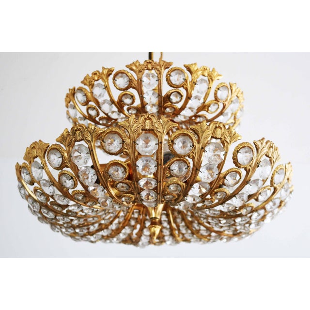 Large Hollywood Regency Chandelier in Brass and Crystal from Peris Andreu, 1960s For Sale - Image 5 of 9