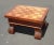 1970s Vintage French Country Oak Checkered Brown Footstool For Sale - Image 5 of 12