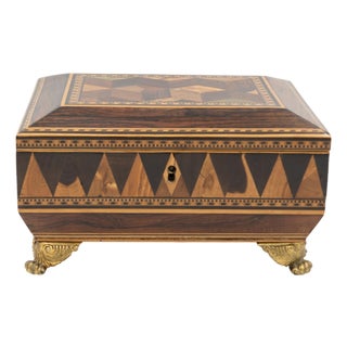 Regency Rosewood Specimen Box on Gilt Lion Paw Feet Circa 1810 For Sale