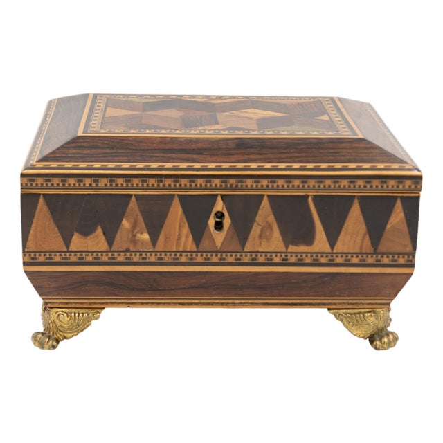 Regency Rosewood Specimen Box on Gilt Lion Paw Feet Circa 1810 For Sale