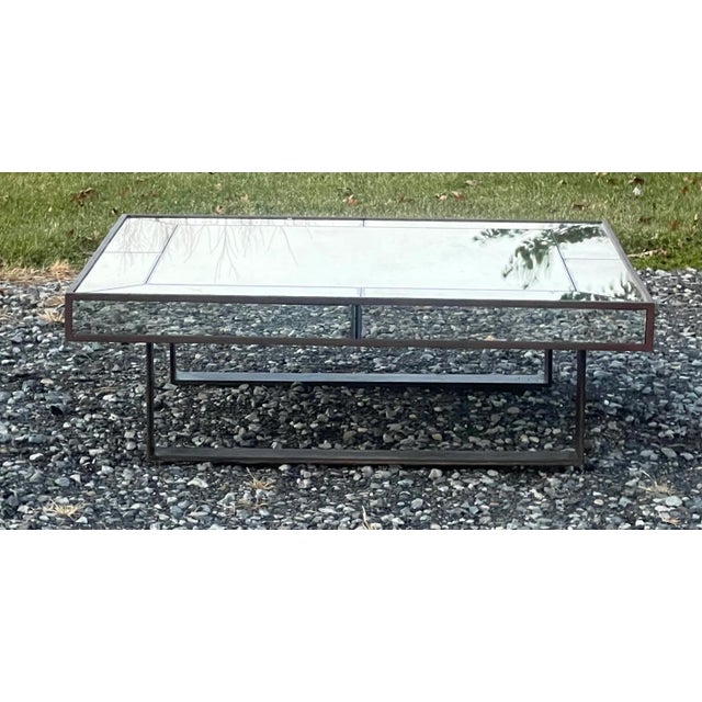 Louise Bradley Antiqued Glass Large Coffee Table For Sale - Image 4 of 9