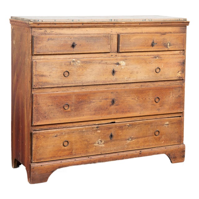 Early 19th Century Swedish Original Painted Pine Chest of Five Drawers For Sale